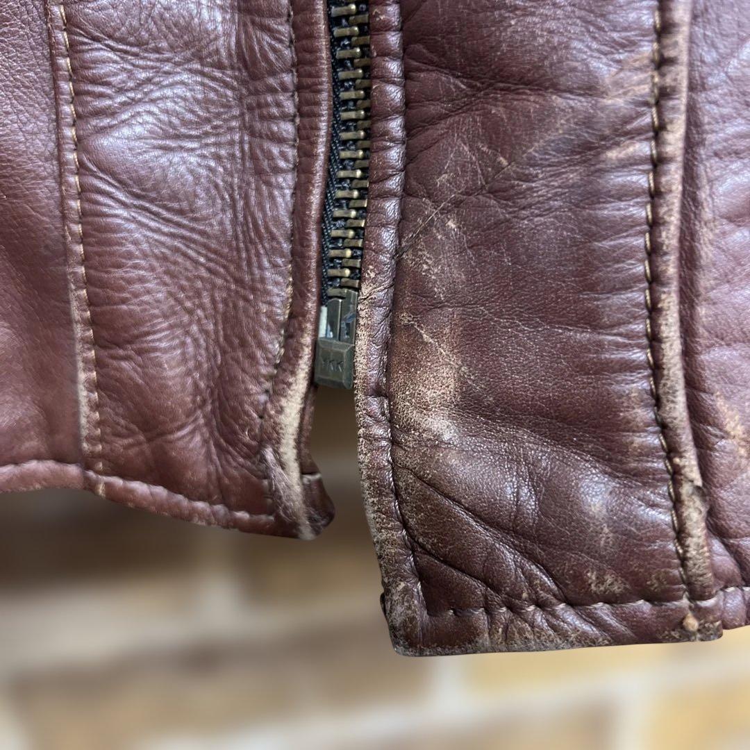 ジ*ン様 ヴィンテージVANSON ブラウンレザーライダージャケット