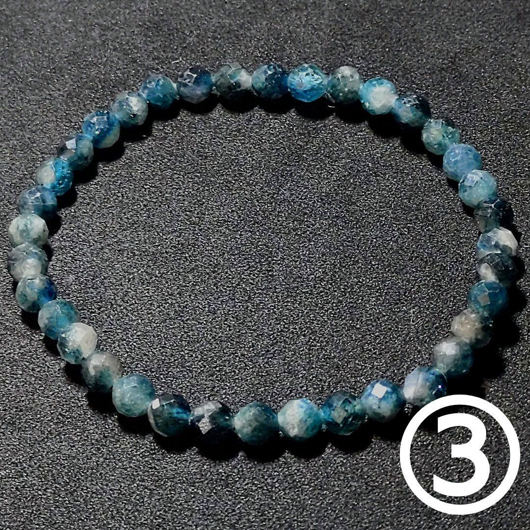 ★クォーツwithインディゴライトトルマリンカット 5ミリブレス③(珍品 SA)