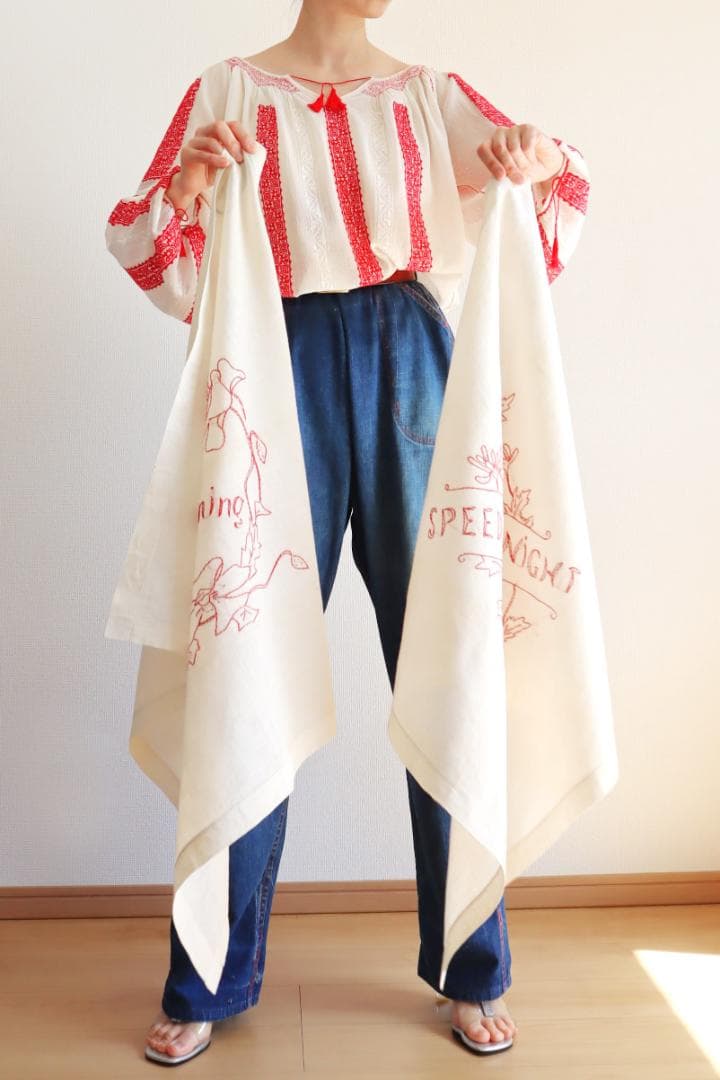 19th Victorian Red Work Layover Sham 夜