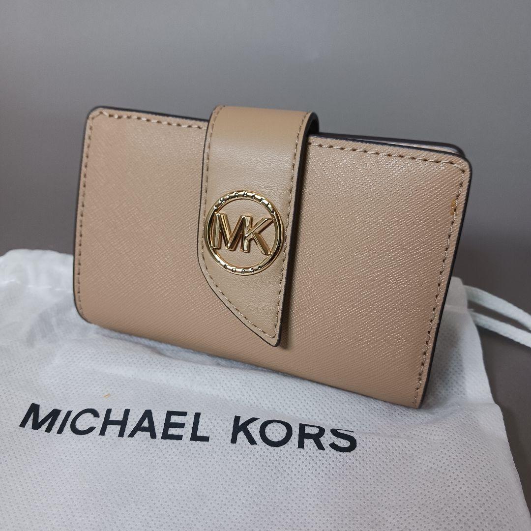 633/新品/MICHAEL KORS マイケルコース/二つ折り財布/ベージュ