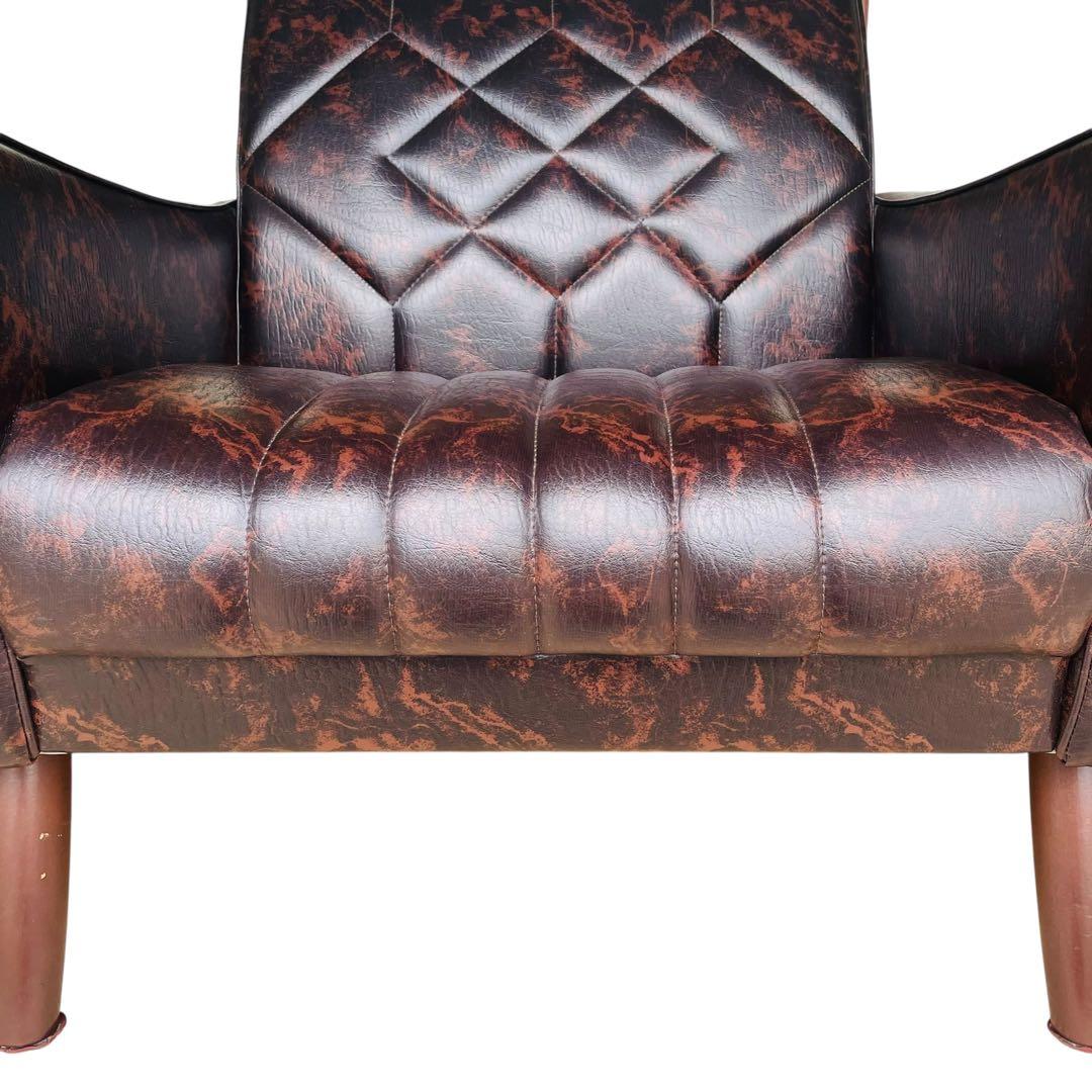 オールド カリモク 【超希少】ロビーチェア マーブル ブラウン ソファ シングル