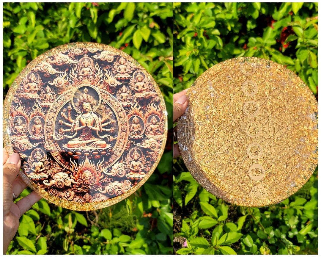 特大★金運富を築き理想の人生へ導き千手観音オルゴプレート