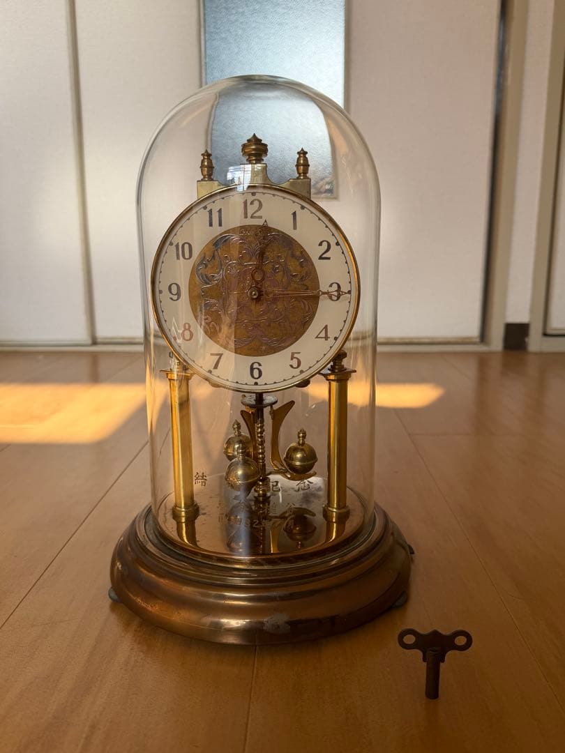 真鍮製ドーム型置時計 約30cm 巻き鍵付き
