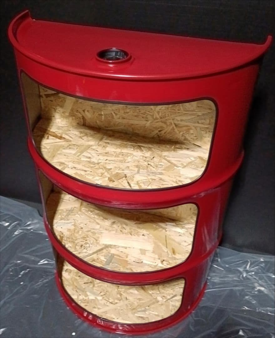 カメムシ品！200㍑ドラム缶remake3段BOX！レッド