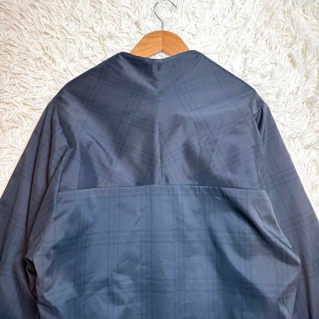 Y's　ヨウジヤマモト　ノーカラーコート　アシンメトリー　チェック　黒　M相当