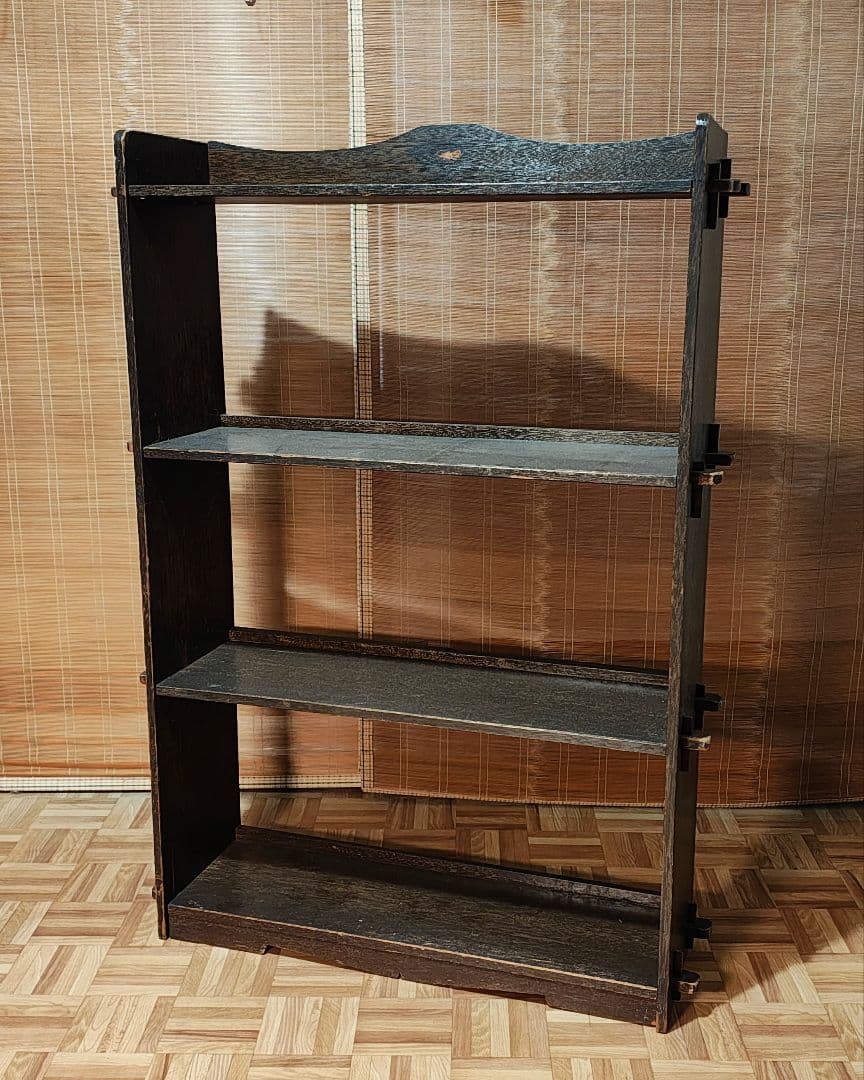 楔本棚4段　木製本棚　オープンラック　昭和レトロ　古家具
