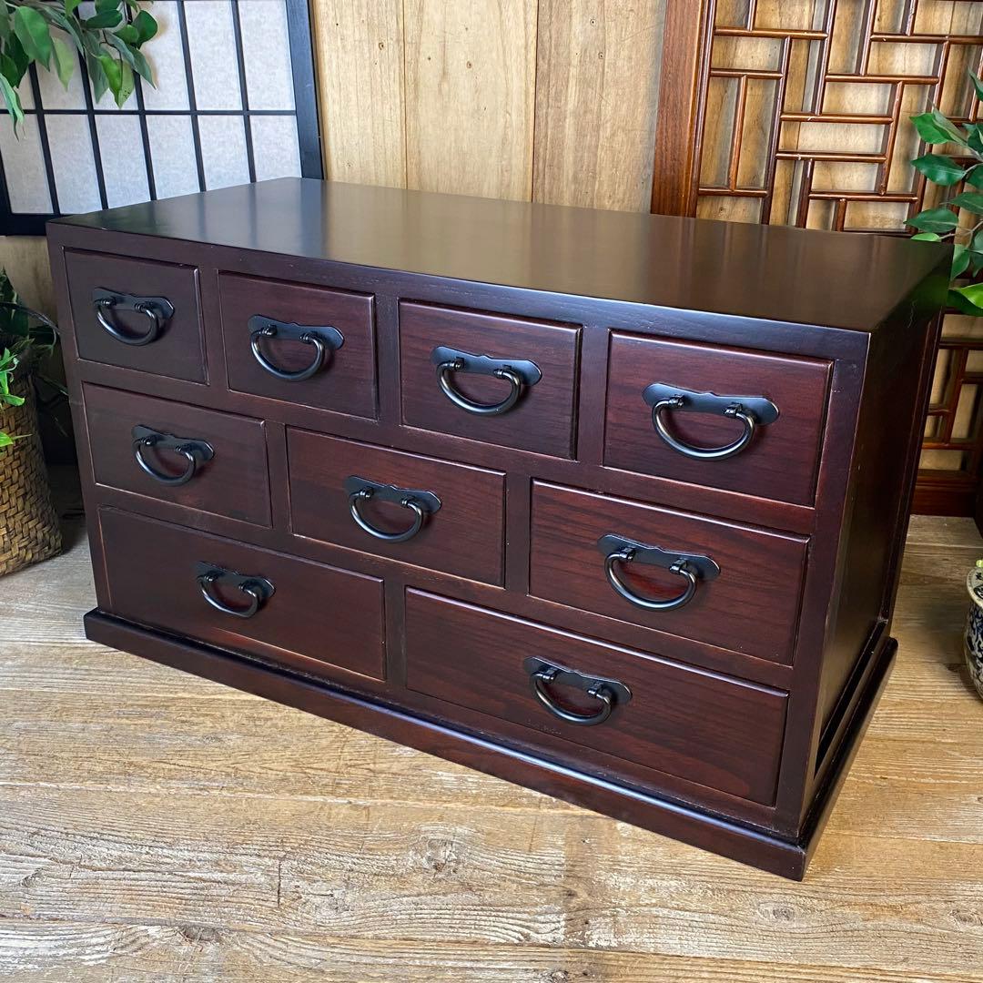 大幅値下げセール中！民芸家具桐材多引き出しチェストタンスC70㎝×41㎝木製収納