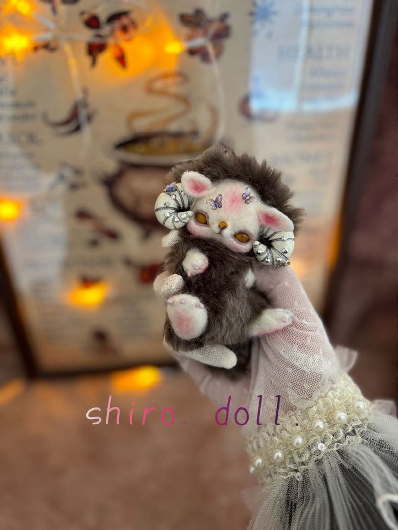 アートドール　ツノ羊幻獣43 羊毛フェルト