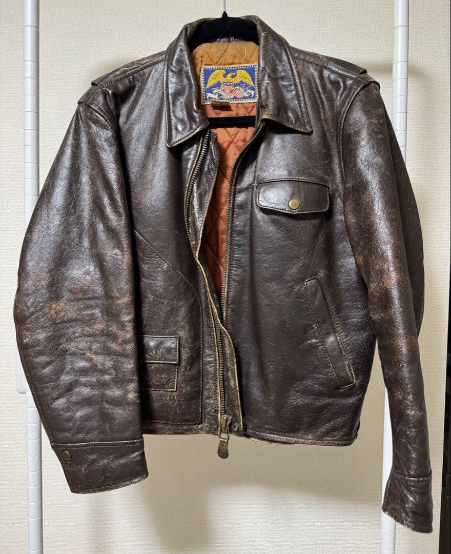 【AVIREX】レザージャケット茶S