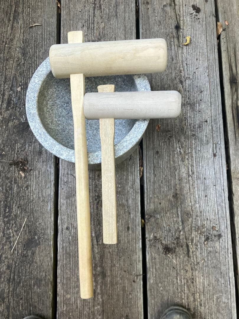餅つき臼と木製杵のセット