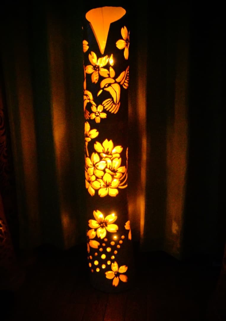 竹灯り　〜鳥たちの花見〜　竹灯籠　希少★極太変形孟宗竹