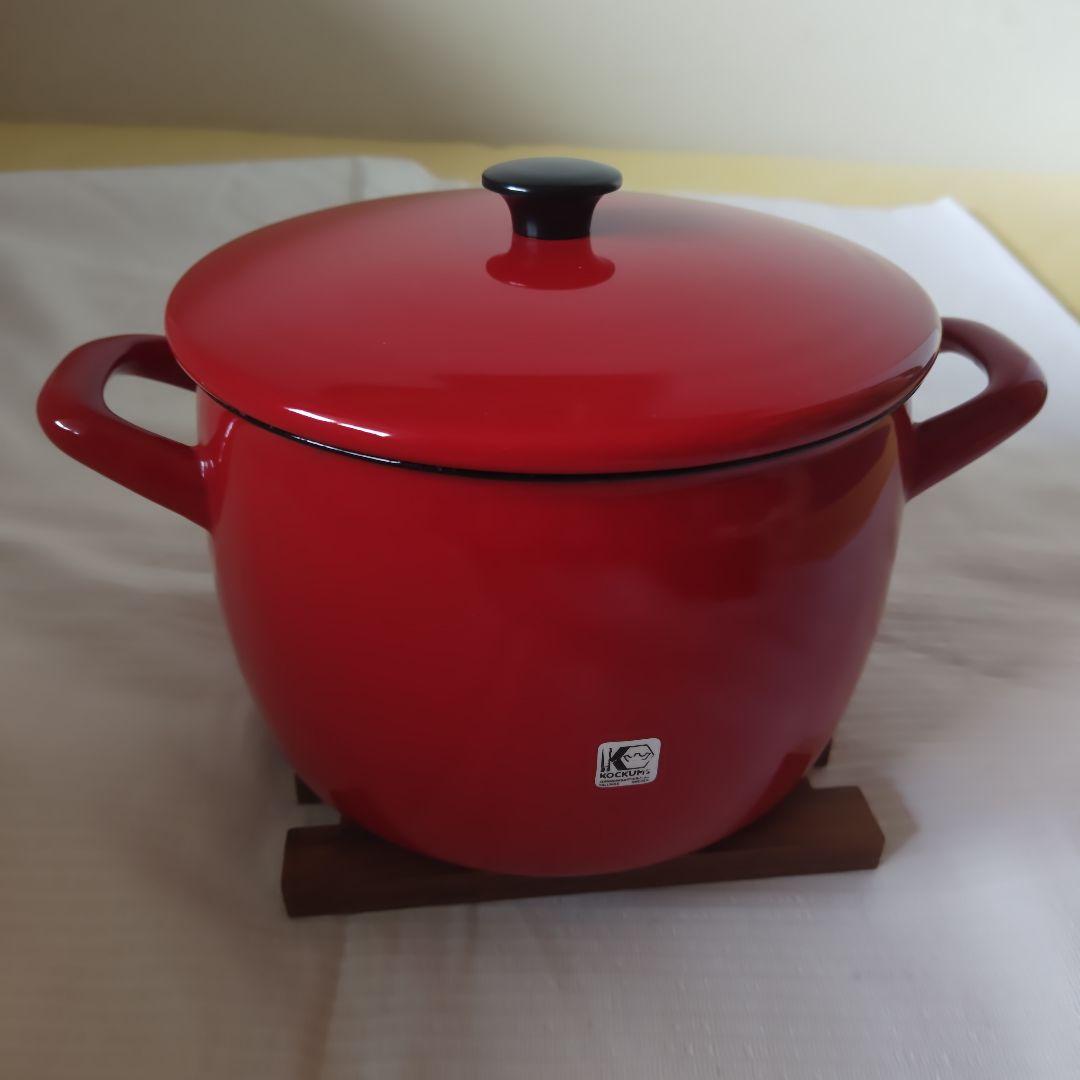 【良品】KOCKUMS　ヴィンテージ ホーロー両手鍋　スウェーデン　北欧　レッド