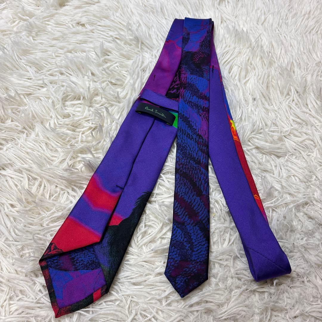 美品☆希少デザイン【ポールスミス】アニマル　ライオン　ボタニカル　ド派手ネクタイ