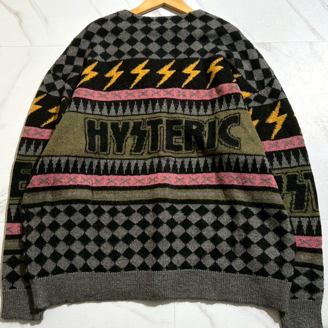 25aw　未使用　ヒステリックグラマー　サンダー柄　モヘア　カーディガン　XL