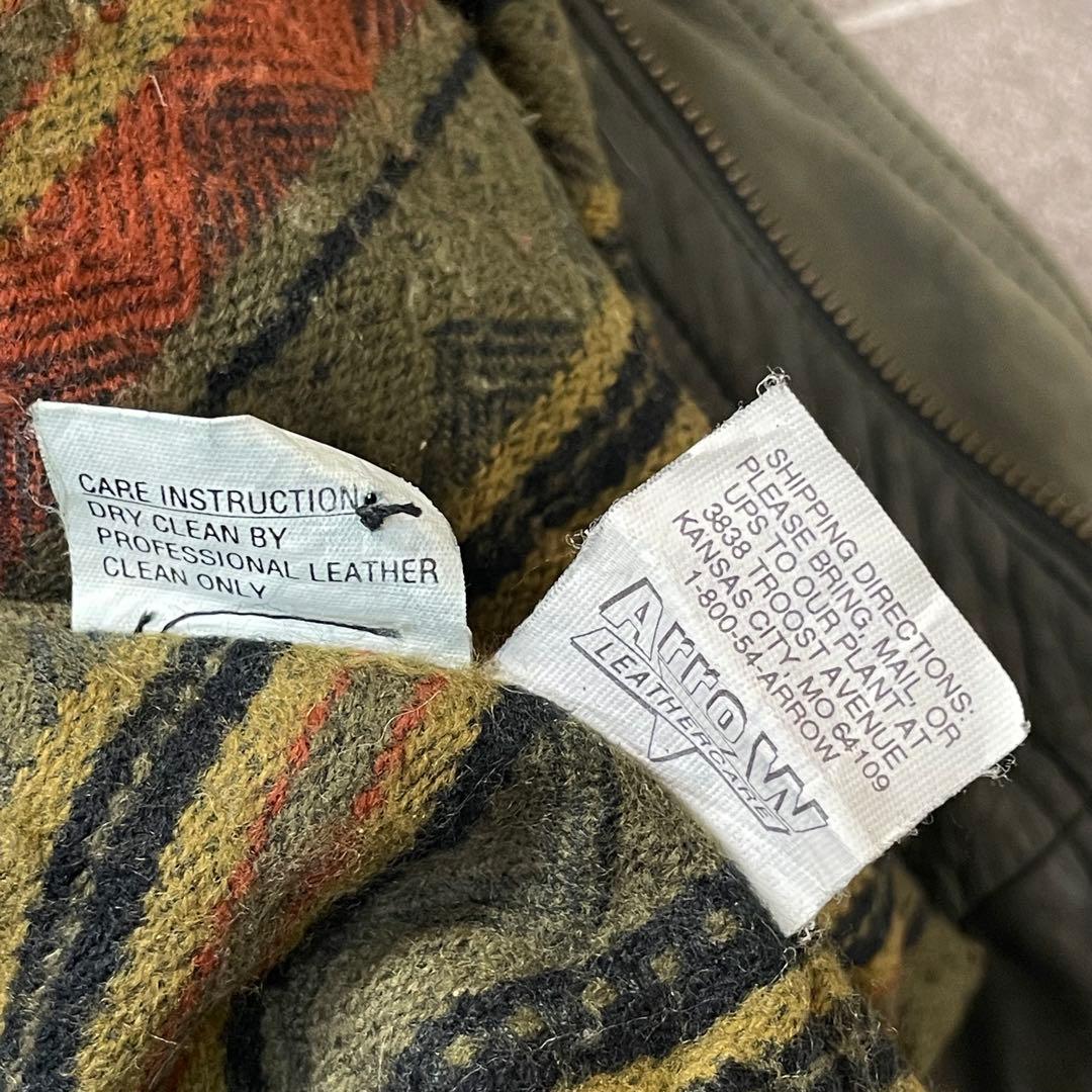 90s vintage 本革 レザージャケット スタンドカラー 2重襟 切替