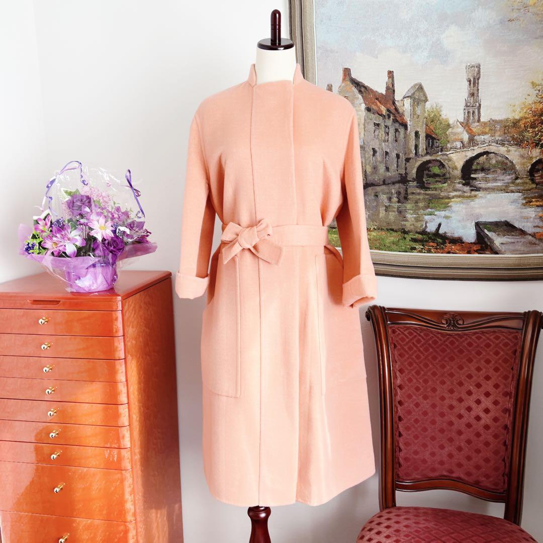 極美品　HERMESエルメス　ダブルフェイス　コート　ロング　さくらピンク