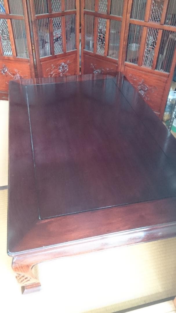 紫檀　座卓　135×65 高さ35　若葉脚　　昭和購入 　値下げ