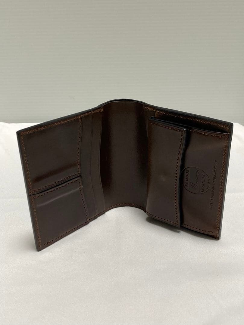 万双 ダブルホーウィン センターカバー二つ折り財布 Horween ブラウン