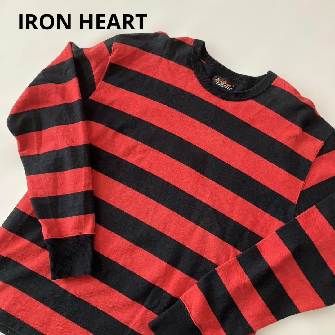 【人気】Iron Heart 赤黒ボーダー 長袖カットソー 2XL