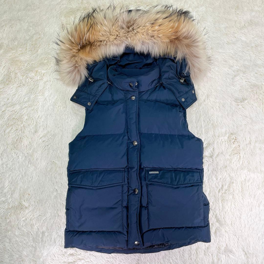 【美品】ウールリッチ　タヌキファー　ネイビー　3way ダウンベスト　Sサイズ