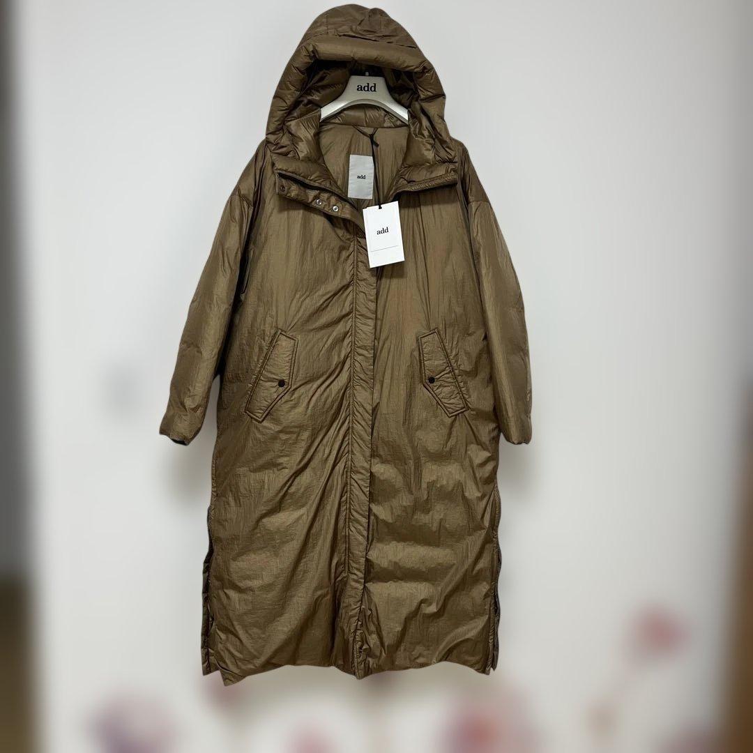 新品エーディーディーadd ブラウン ロングダウンコート大きいサイズヘルノ好きも