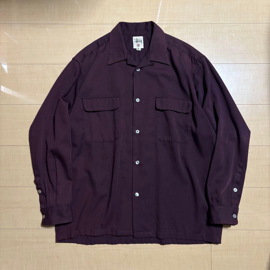 90s OLD STUSSY shirt ステューシー オープンカラー 白タグ