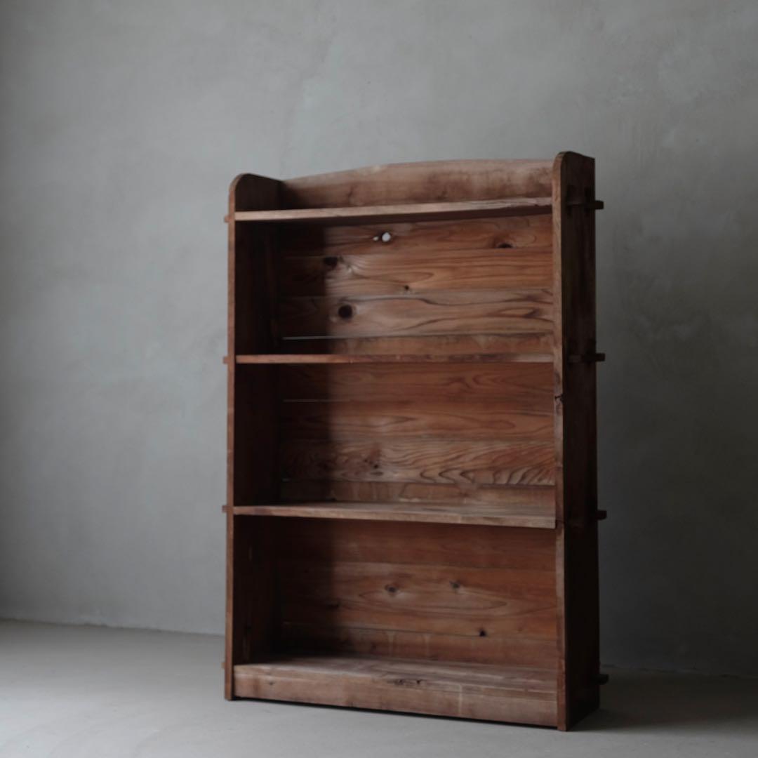 桜材 4段楔式本棚　陳列棚 収納棚 ブックシェルフ ラック 古家具 アンティーク