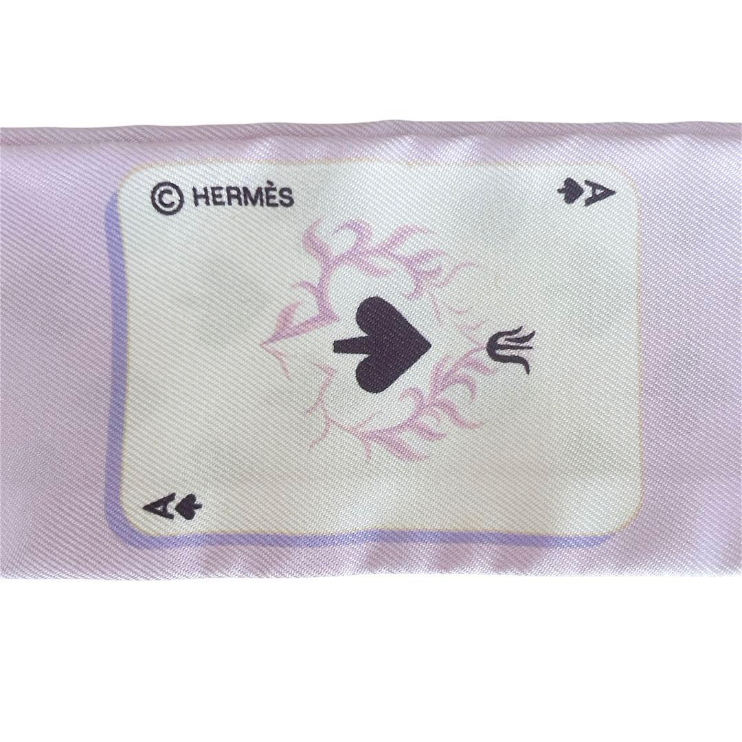 極美品✨エルメス スカーフ ツイリー トランプ柄 シルク パープル