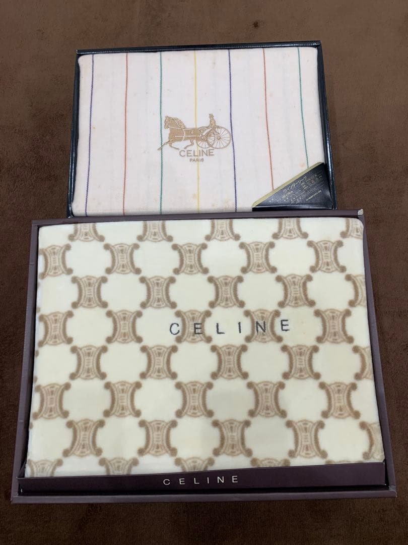 【未使用】CELINE セリーヌ 綿毛布 ブランケット シーツ 140×200