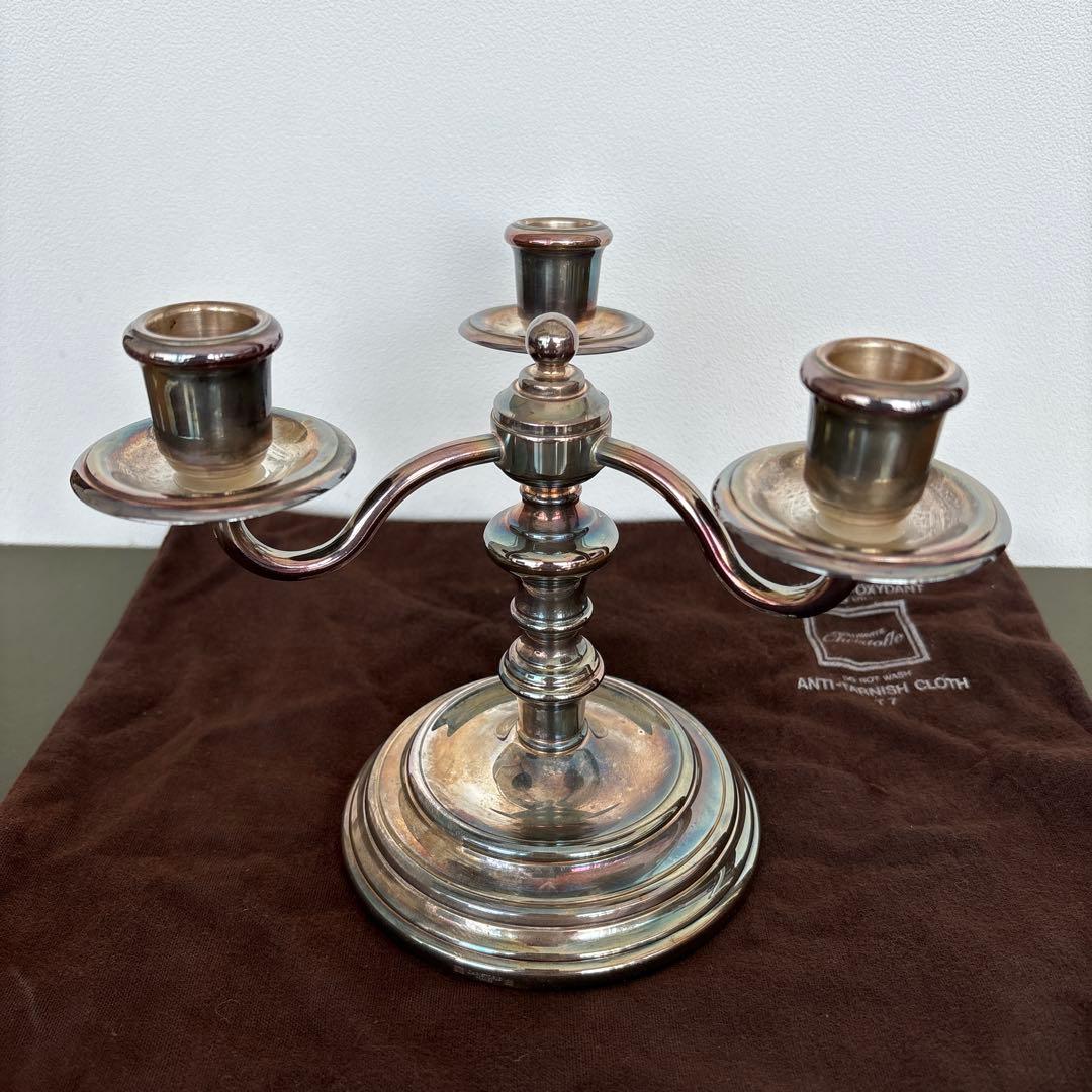 クリストフル　キャンドルスタンド　燭台　Christofle 3灯 ろうそく立て