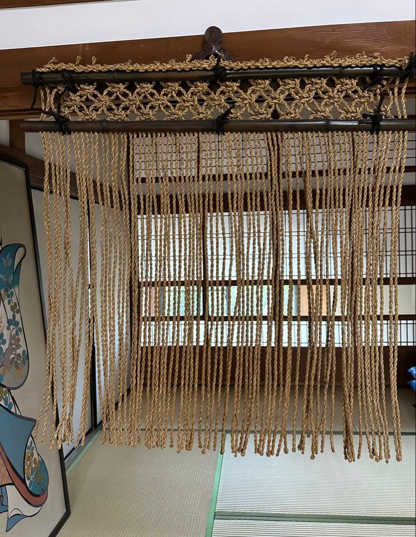 麻製カフェカーテン 染め 縄のれん 店舗備品 暖簾 のれん 店舗備品　 業務用