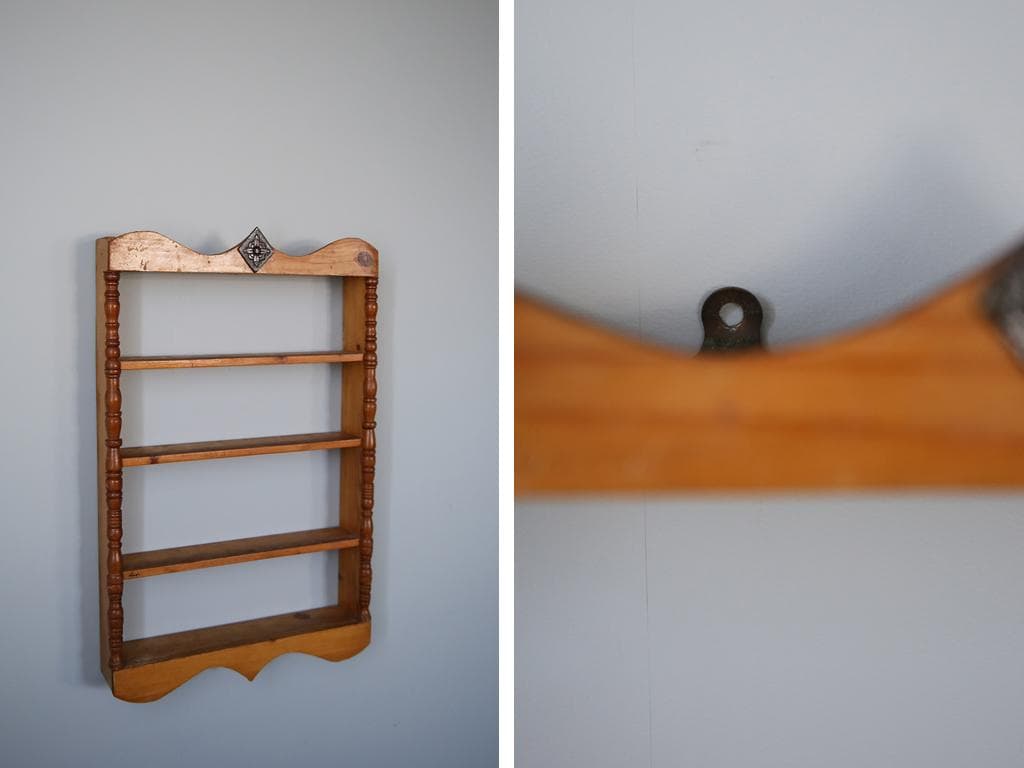 イギリスアンティーク木製ウォールシェルフ/壁掛けラック/飾り棚(91-182)