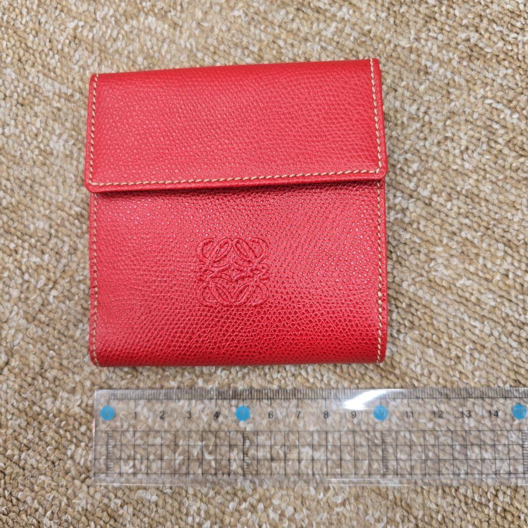 レザー 二つ折り財布 レッド