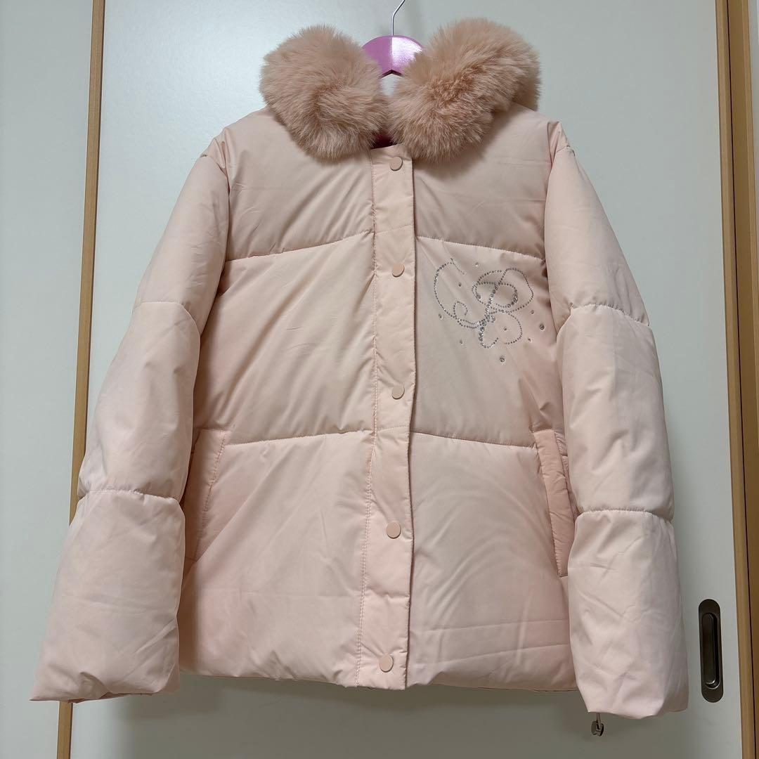 ファー付きピンクダウンジャケット