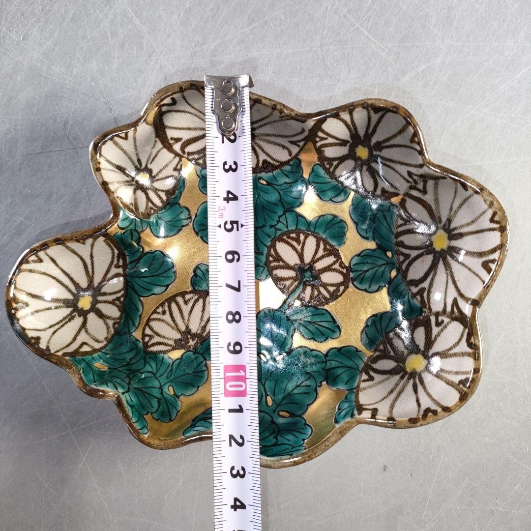 A1316-7/加藤利昇 造/乾山写菊文向附5客/飾皿/菓子皿/盛皿/懐石道具/