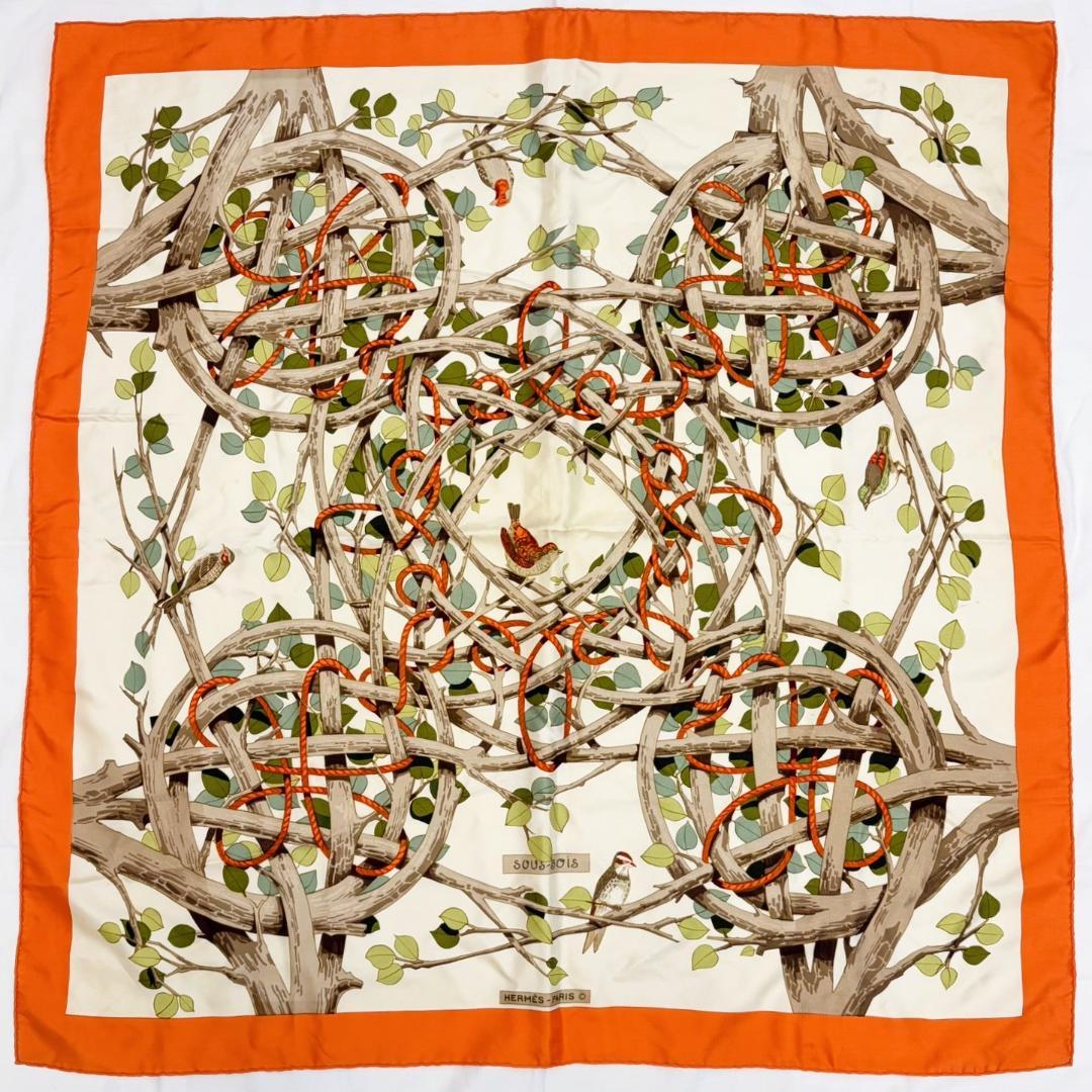 HERMES エルメス カレ90 SOUS BOIS スカーフ タグなし
