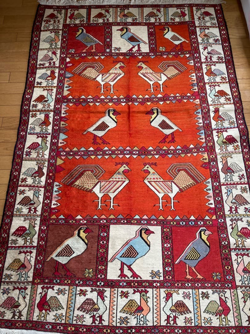 【在庫一掃セール】アルデビル キリム シルク 186cm×120cm