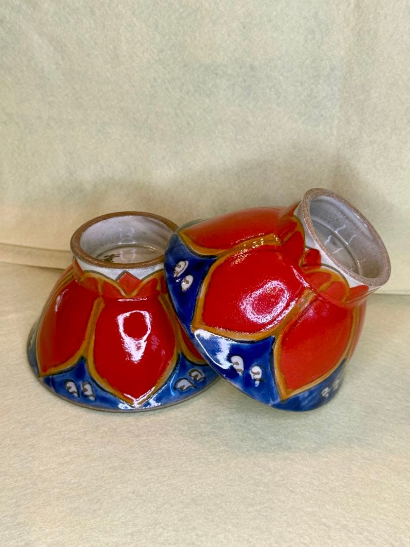 新品・未使用 花笠マカイ 幸陶器 ４寸２個セット