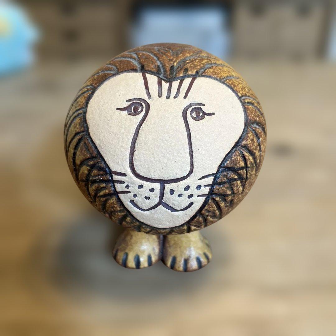 リサ ラーソン　ライオン置物　セミミディアム 小さなライオンのおまけ付き