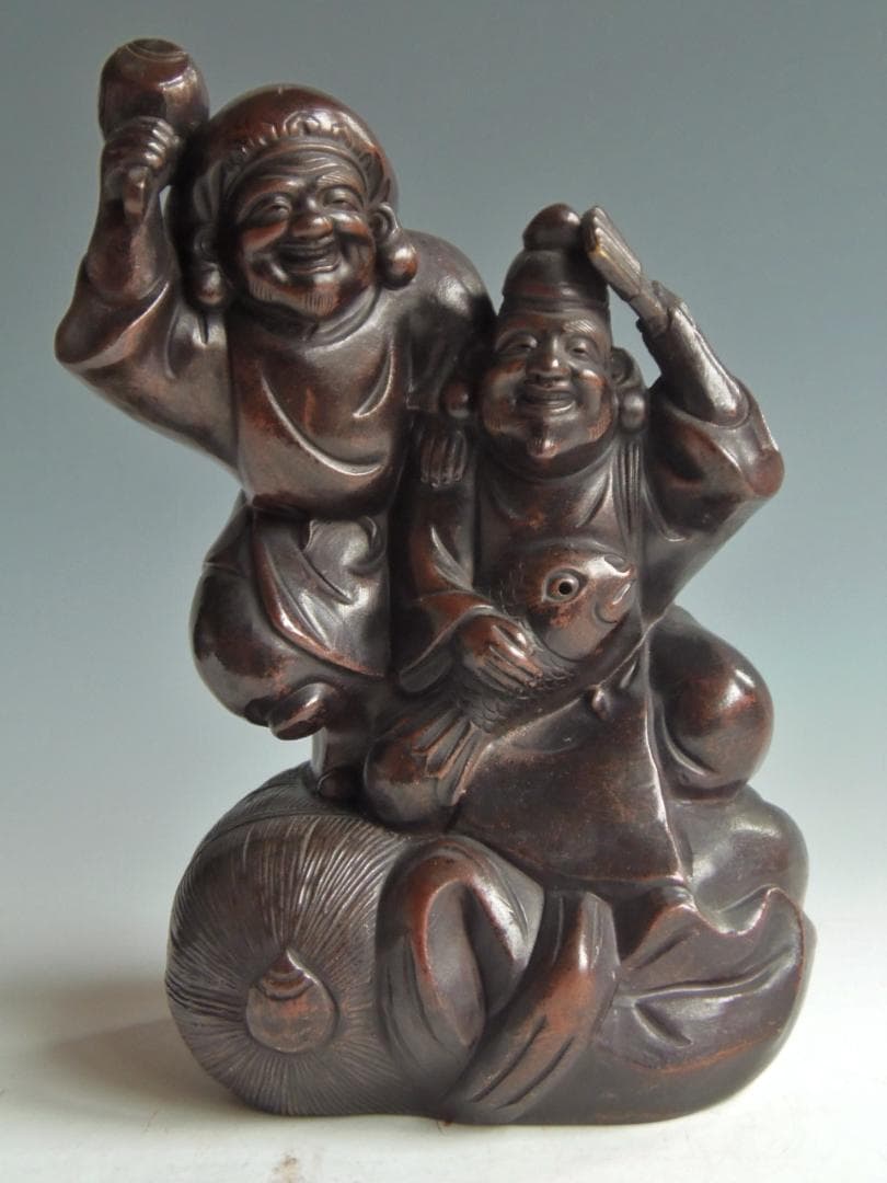 【つ】　古備前 七福神 大黒天 蛭子天 陶正園 木村正二 縁起物 備前焼