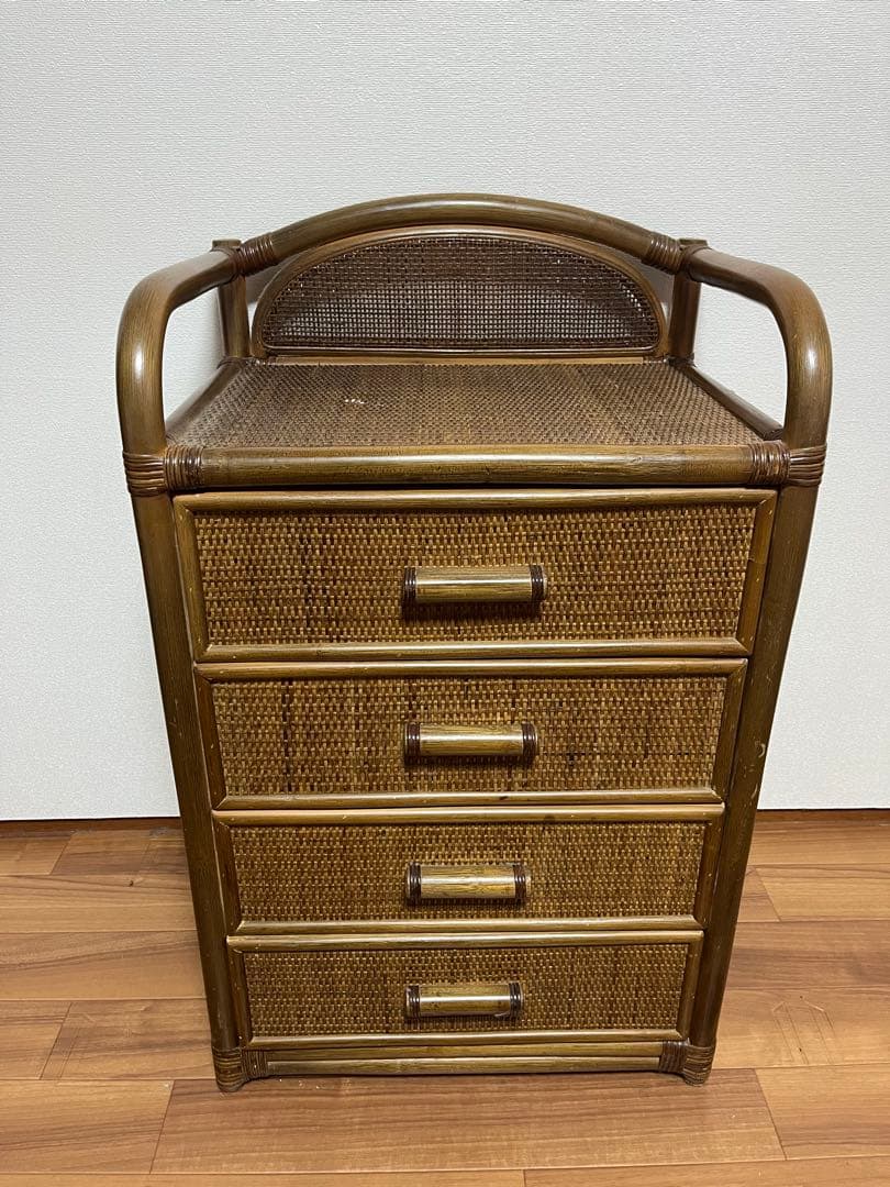 ★お値下げ！★ラタン籐チェスト 家具 4段 タンス　レトロ アンティーク