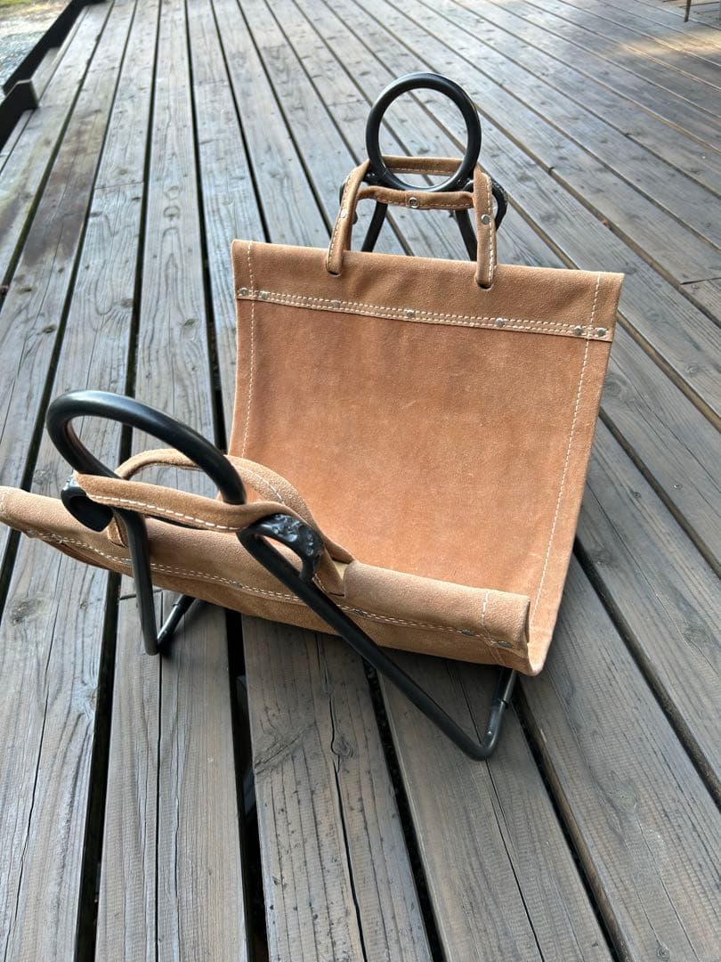中古極上品　薪ストーブ用　ヴィンテージログラック&ログキャリー　薪置き