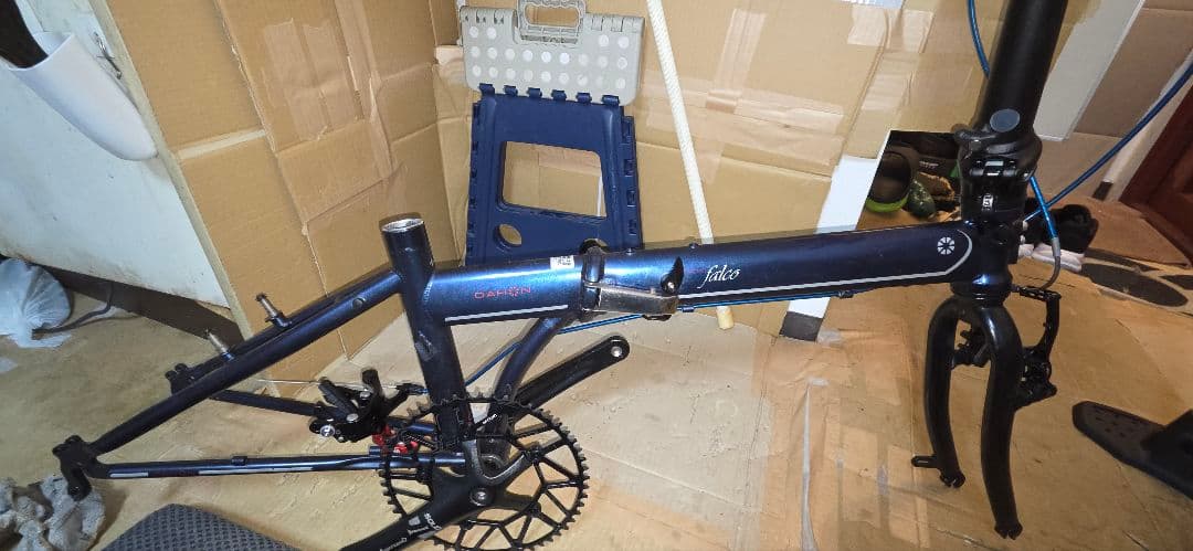 美品ターン スピードファルコ折りたたみ自転車フレーム 紺色