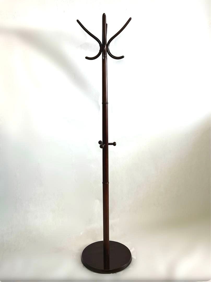 秋田木工・IDC大塚家具・曲げ木・ コートスタンド45・ ウォールナット色