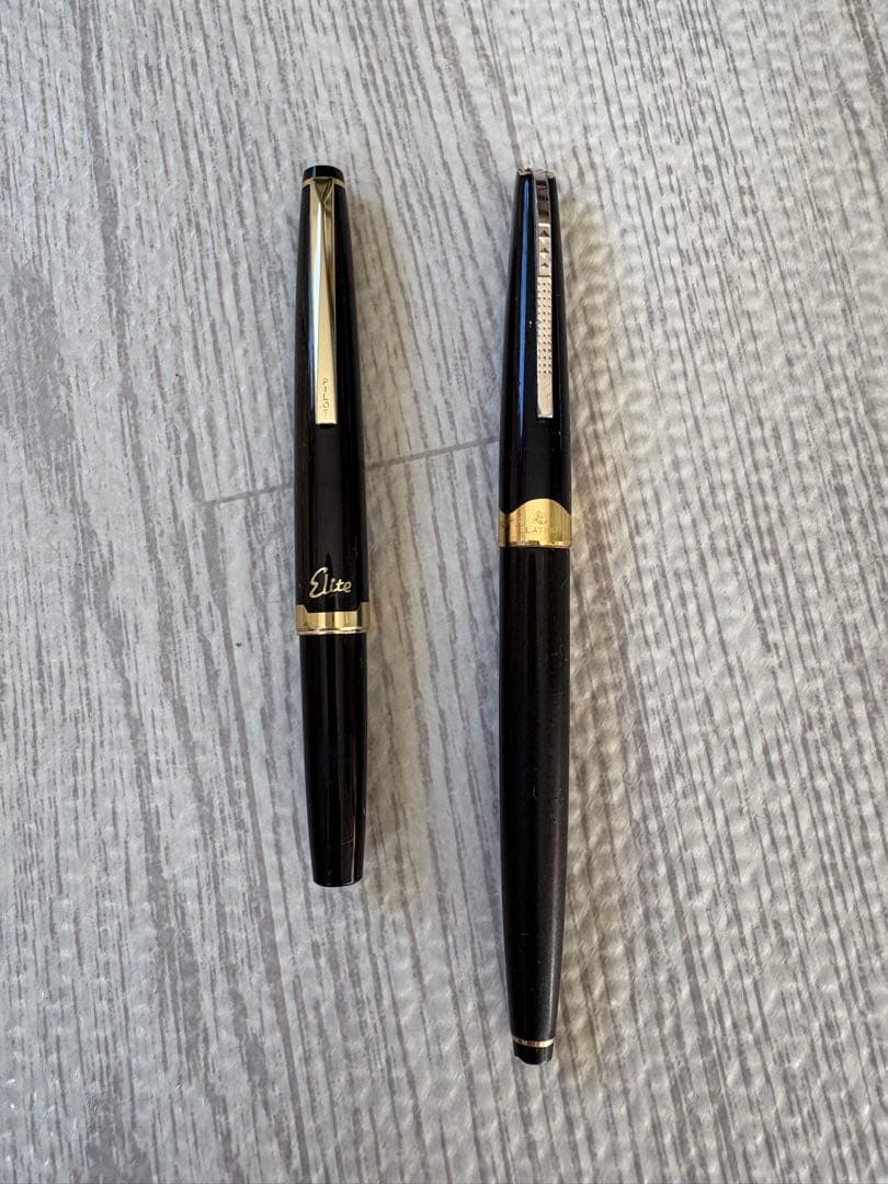 プラチナ万年筆　パイロット万年筆　エリート　ペン先18k 2本セット