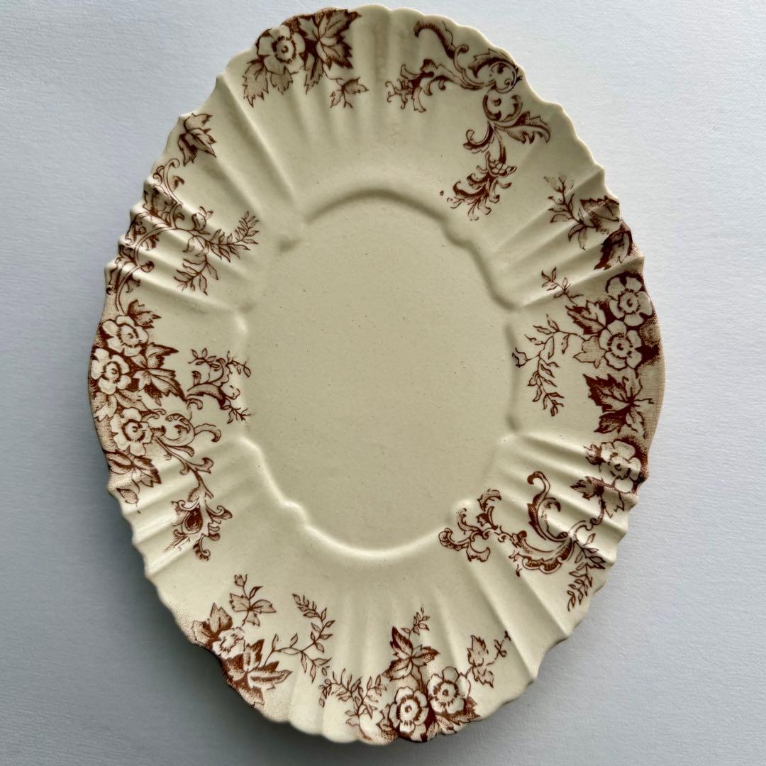 【新品・未使用】長峰菜穂子 絵皿 花柄 ケーキプレート ブラウン