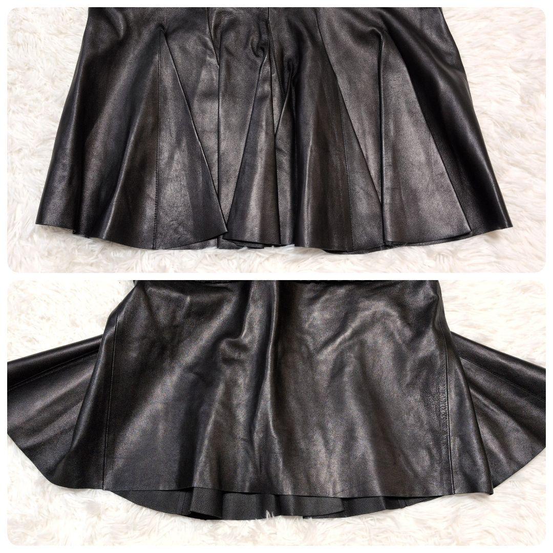 【極美品】フェラガモ☆ティアード　フリル　リアルレザー　マーメイド　スカート