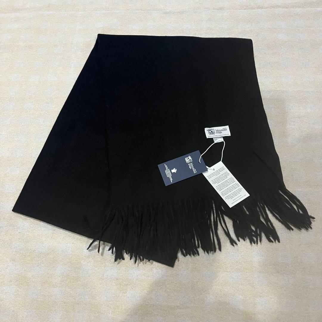 と*さ様 美品 ジョンストンズ カシミヤ100％ 大判ストール ミッド ブラック