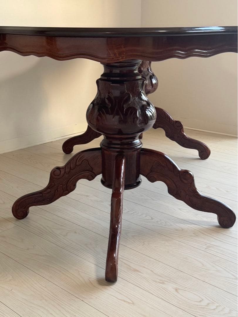 イタリア製 アンティークダイニングテーブルセットレッド