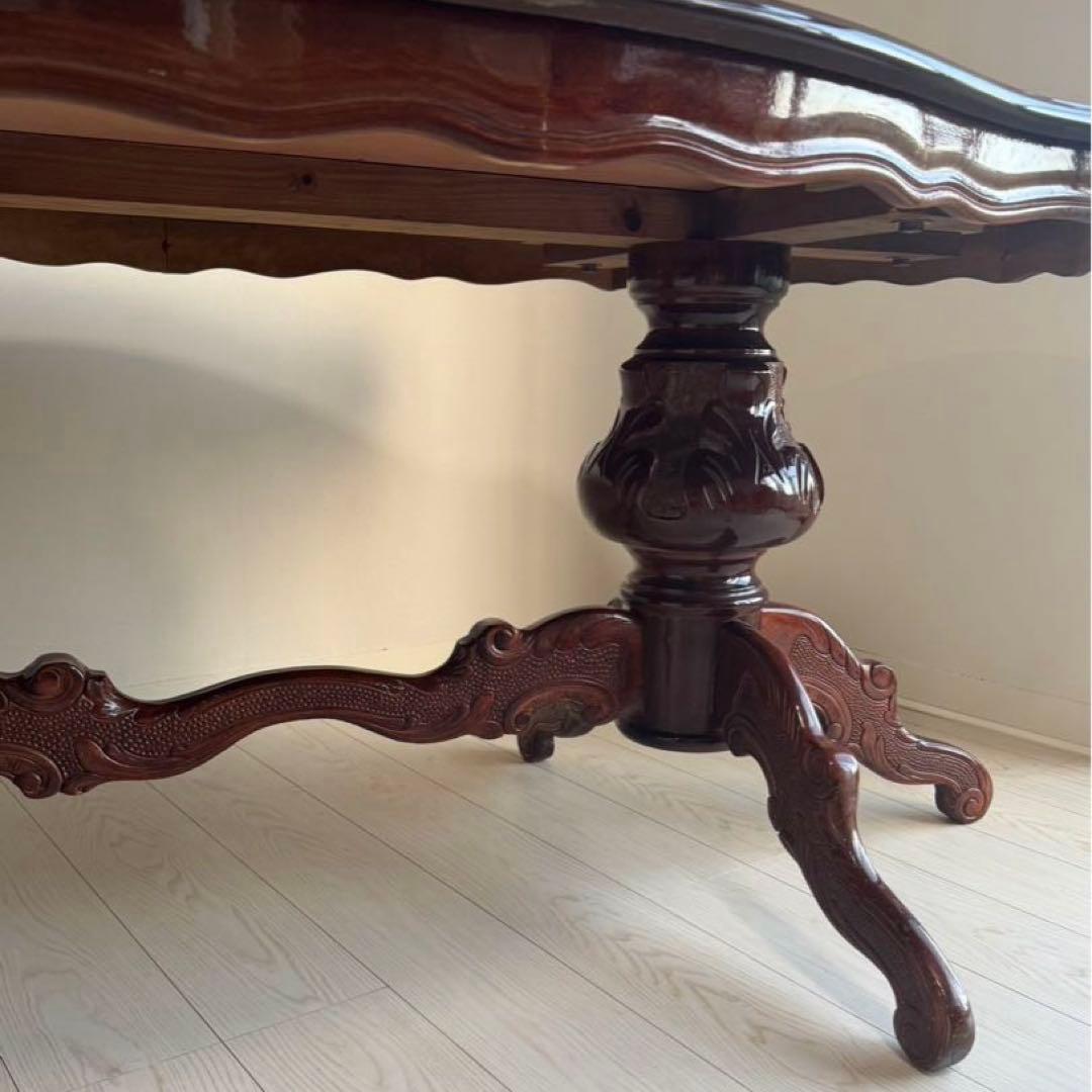 イタリア製 アンティークダイニングテーブルセットレッド